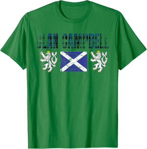 Clan Campbell Tartan Scottish Family Name Scotland Pride T-Shirt - T-Shirt | Irish Green