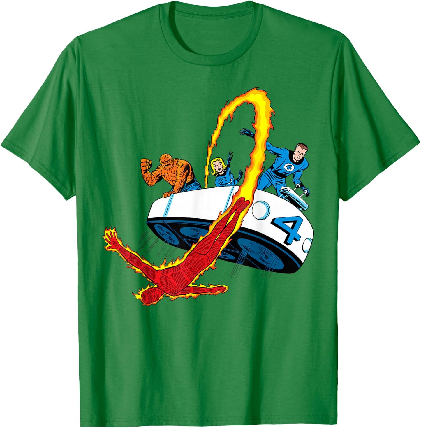 Marvel Fantastic Four Retro Fantasticar Team Small T-Shirt - T-Shirt | Irish Green