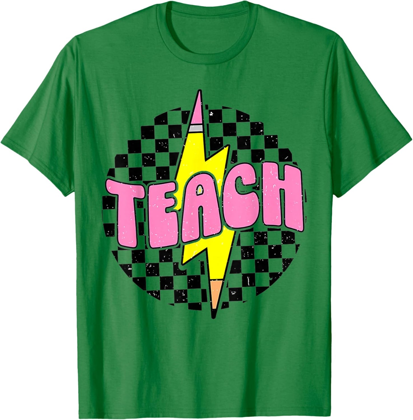 Teach Pencil Lightning Bolt Retro Back To School for Teacher T-Shirt - T-Shirt | Irish Green