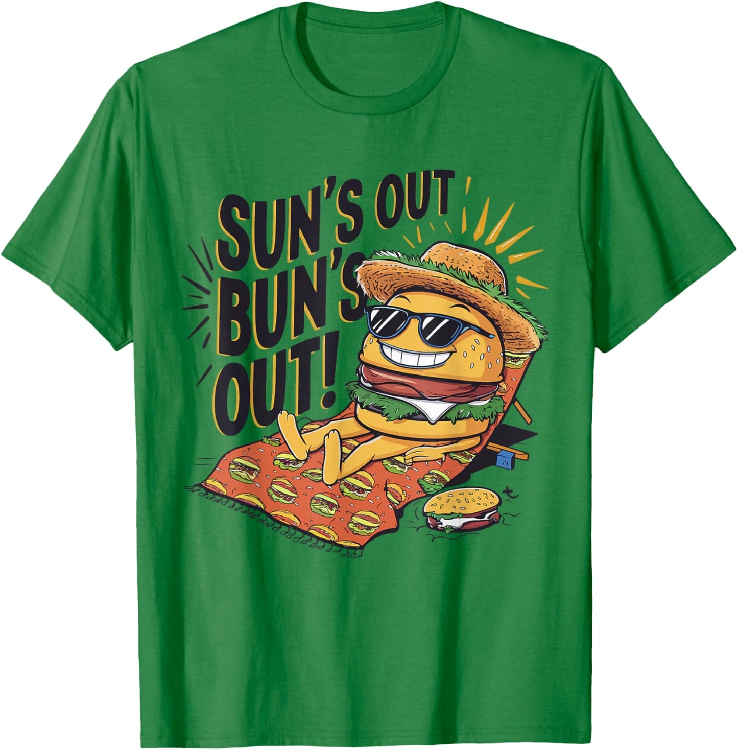 Sun's Out Bun's Out Funny Summer Cheeseburger Food Lover Women T-Shirt - T-Shirt | Irish Green