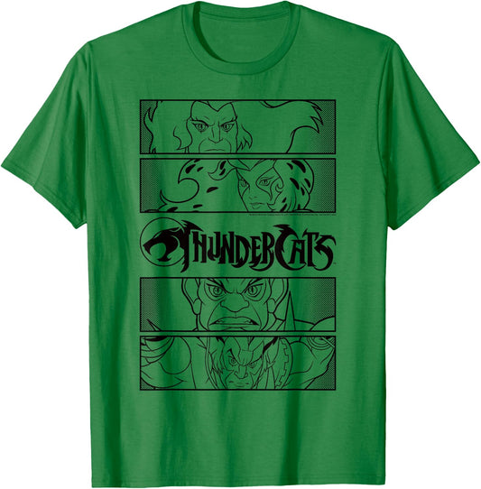 Thundercats Group Shot Comic Panels T-Shirt - T-Shirt | Irish Green