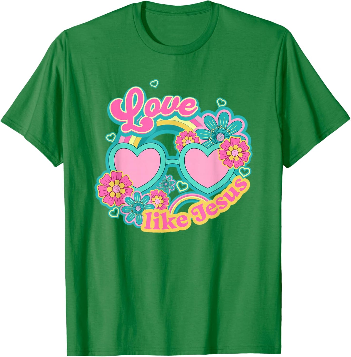 Retro Groovy Christian LOVE LIKE JESUS T-Shirt - T-Shirt | Irish Green