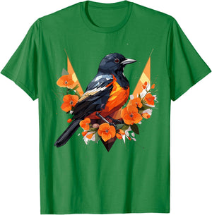 Oriole Geometric Patten Art,Cute Oriole Lover T-Shirt - T-Shirt | Irish Green