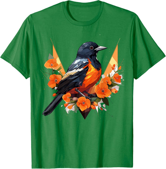 Oriole Geometric Patten Art,Cute Oriole Lover T-Shirt - T-Shirt | Irish Green