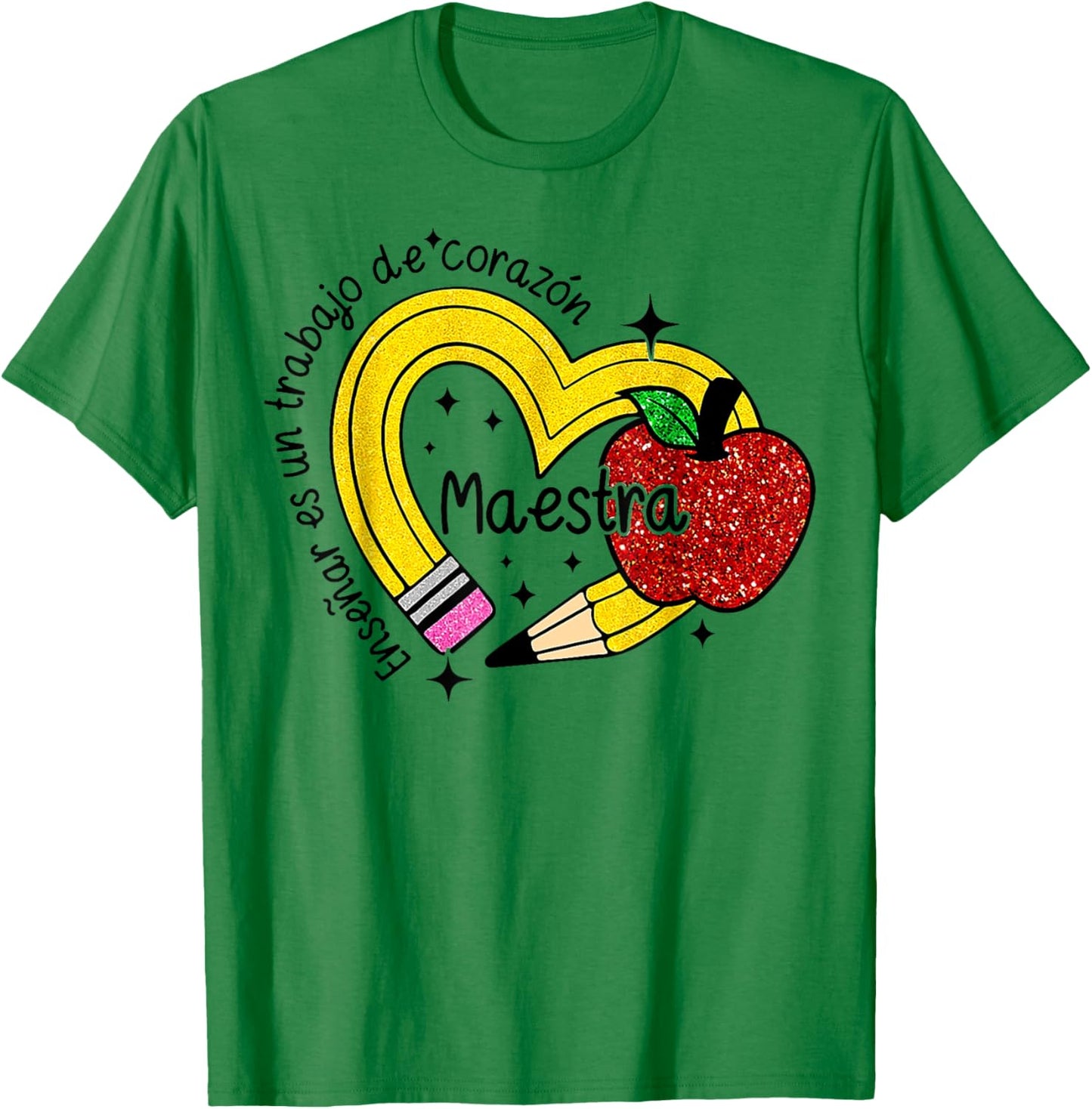Maestra Spanish Teacher Rainbow Pencil Maestra T-Shirt - T-Shirt | Irish Green