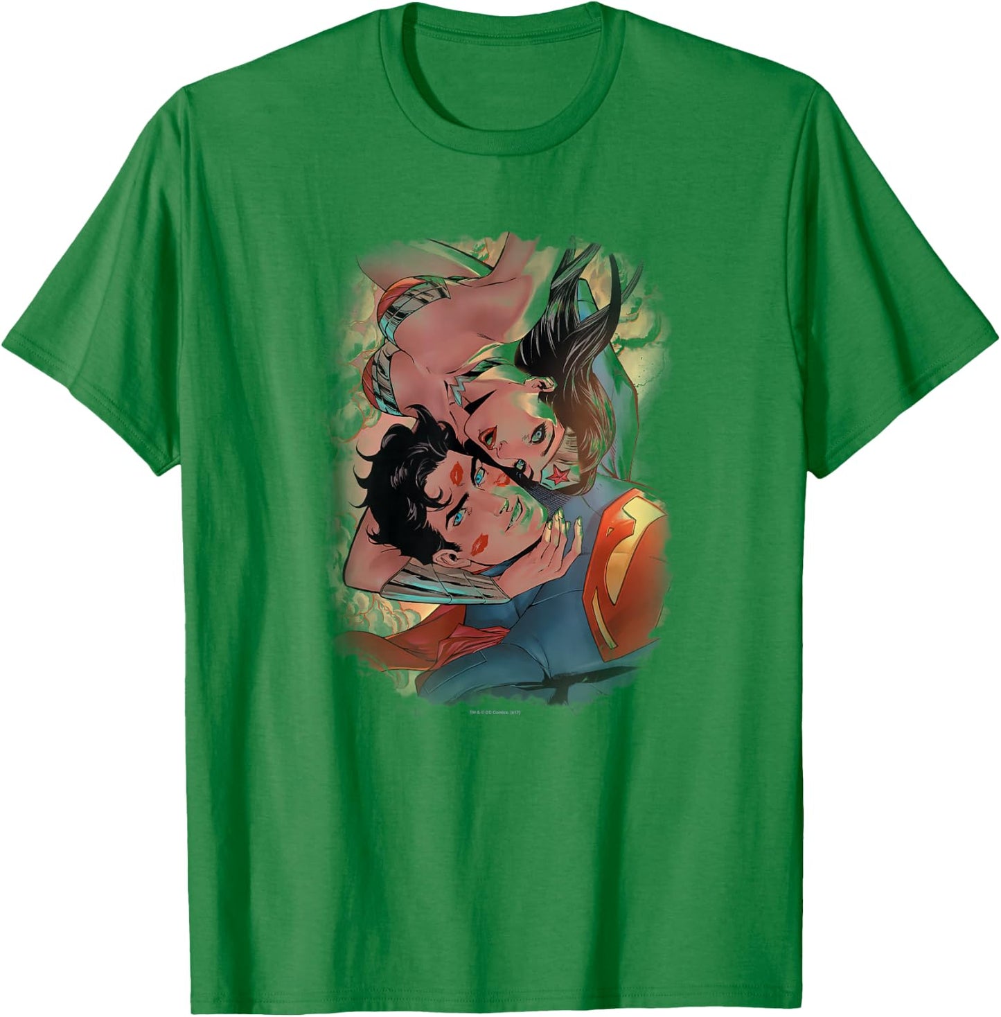 Justice League Superman & Wonder Woman Love Birds T Shirt T-Shirt - T-Shirt | Irish Green