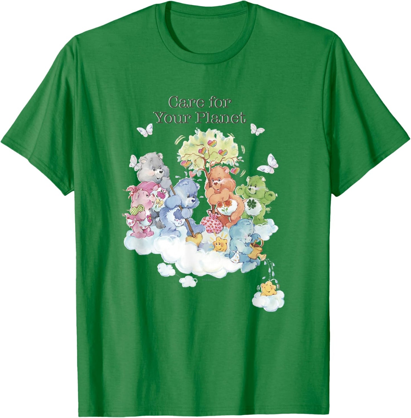 Care Bears Earth Day Care For Your Planet Vintage Retro T-Shirt - T-Shirt | Irish Green