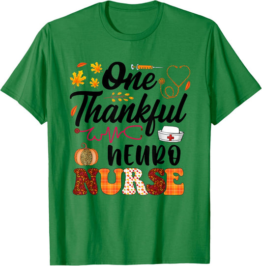 One thankful Neuro Nurse thanksgiving fall T-Shirt - T-Shirt | Irish Green