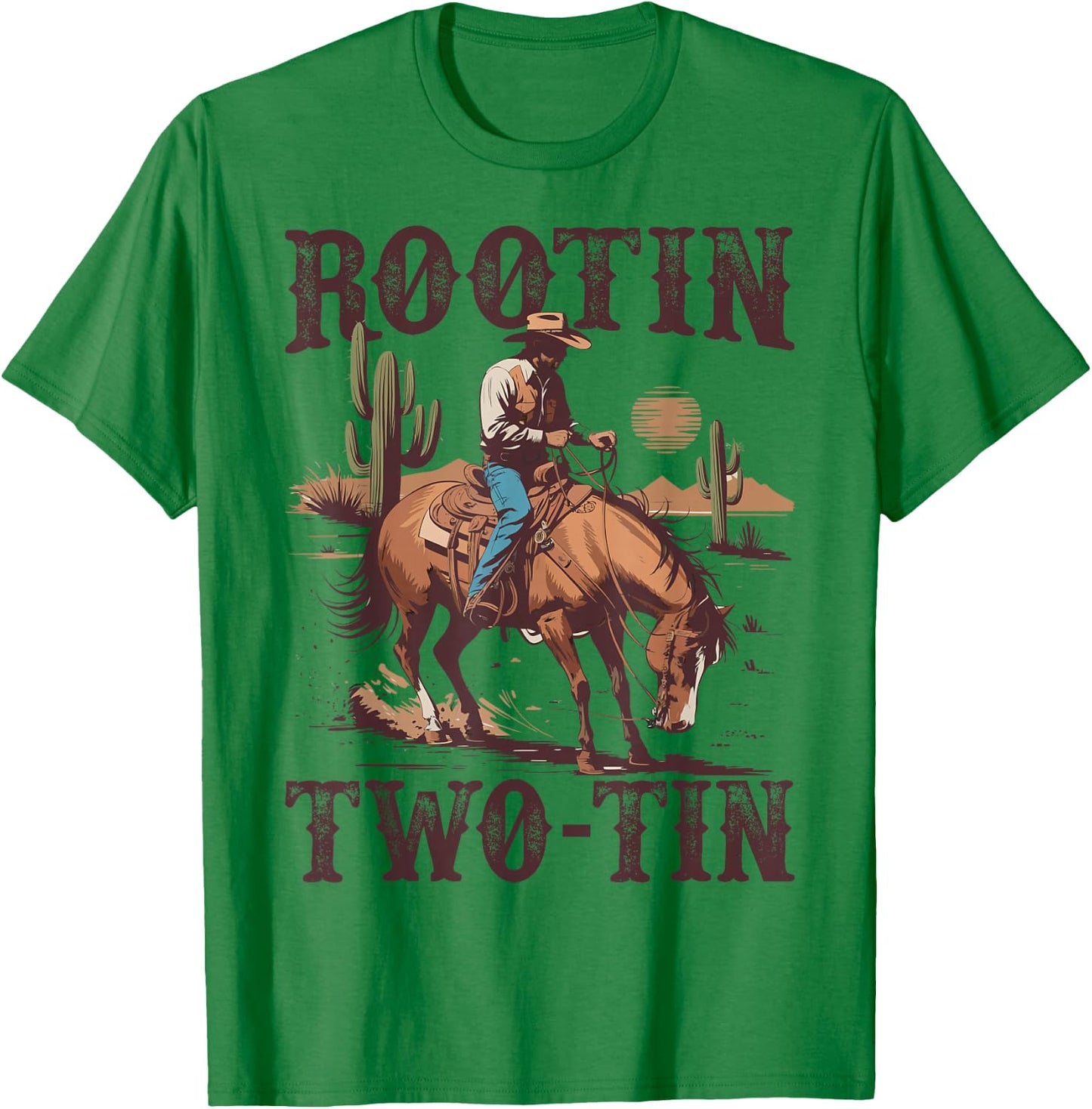 Rootin Two-tin 2nd Birthday 2 Year Old Western Cowboy Bday T-Shirt - T-Shirt | Irish Green