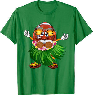 Funny Hawaii Football Ball Hawaiian Tropical Summer Vacation T-Shirt - T-Shirt | Irish Green