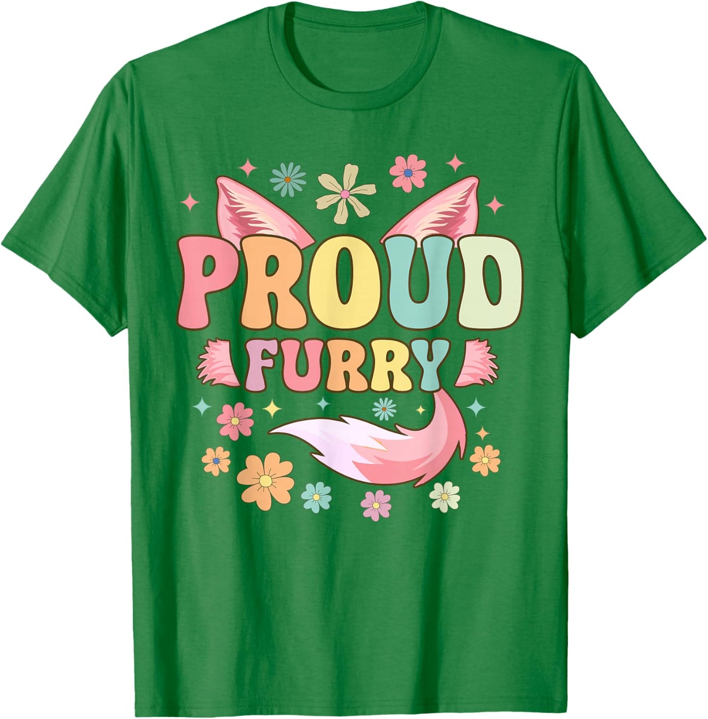 Proud Furry Groovy Furry Fandom Fursuit Fox T-Shirt - T-Shirt | Irish Green