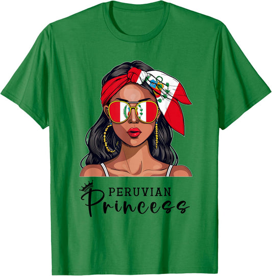 Peruvian Souvenirs Products Woman Flag Princess Peru T-Shirt - T-Shirt | Irish Green