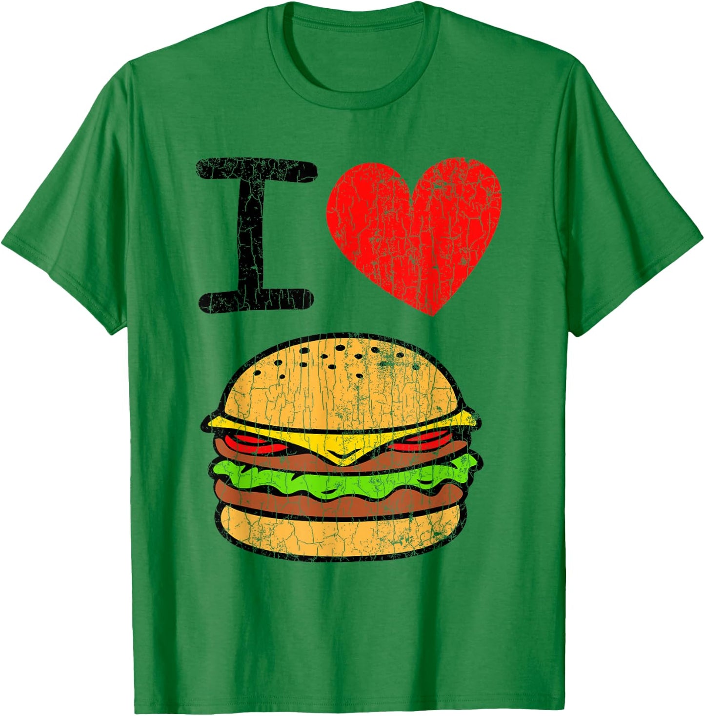 I Love Burgers Funny Hamburger Cheeseburger Graphic T-Shirt - T-Shirt | Irish Green
