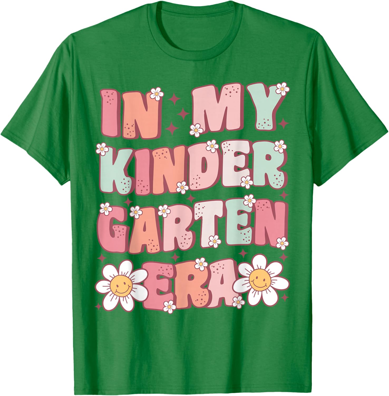 in My Kindergarten Era Groovy Kindergarten Back to School T-Shirt - T-Shirt | Irish Green