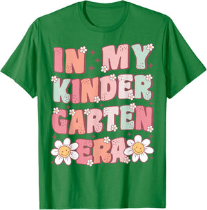 in My Kindergarten Era Groovy Kindergarten Back to School T-Shirt - T-Shirt | Irish Green