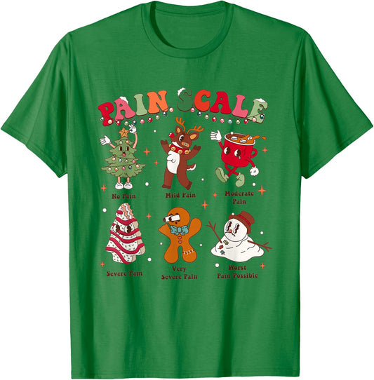 Pain Scale Retro Christmas Nurse Triage and Pain Assessment T-Shirt - T-Shirt | Irish Green