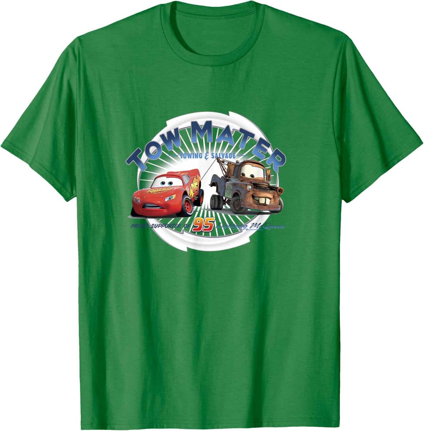 Disney Pixar Cars Tow Mater Towing & Salvage Buddies Shot V2 T-Shirt - T-Shirt | Irish Green