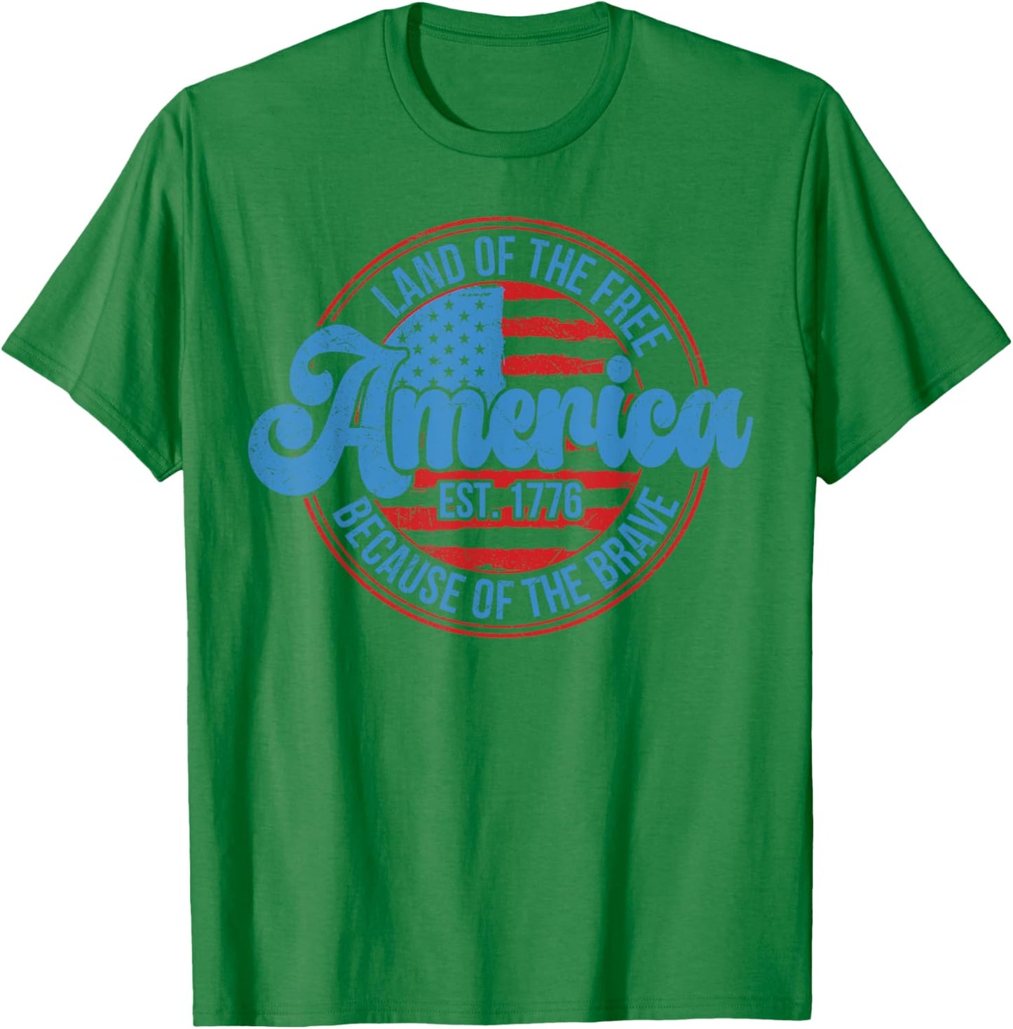 Land of the Free Because of the Brave 4th Of July USA Flag Kids Men T-Shirt - T-Shirt | Irish Green
