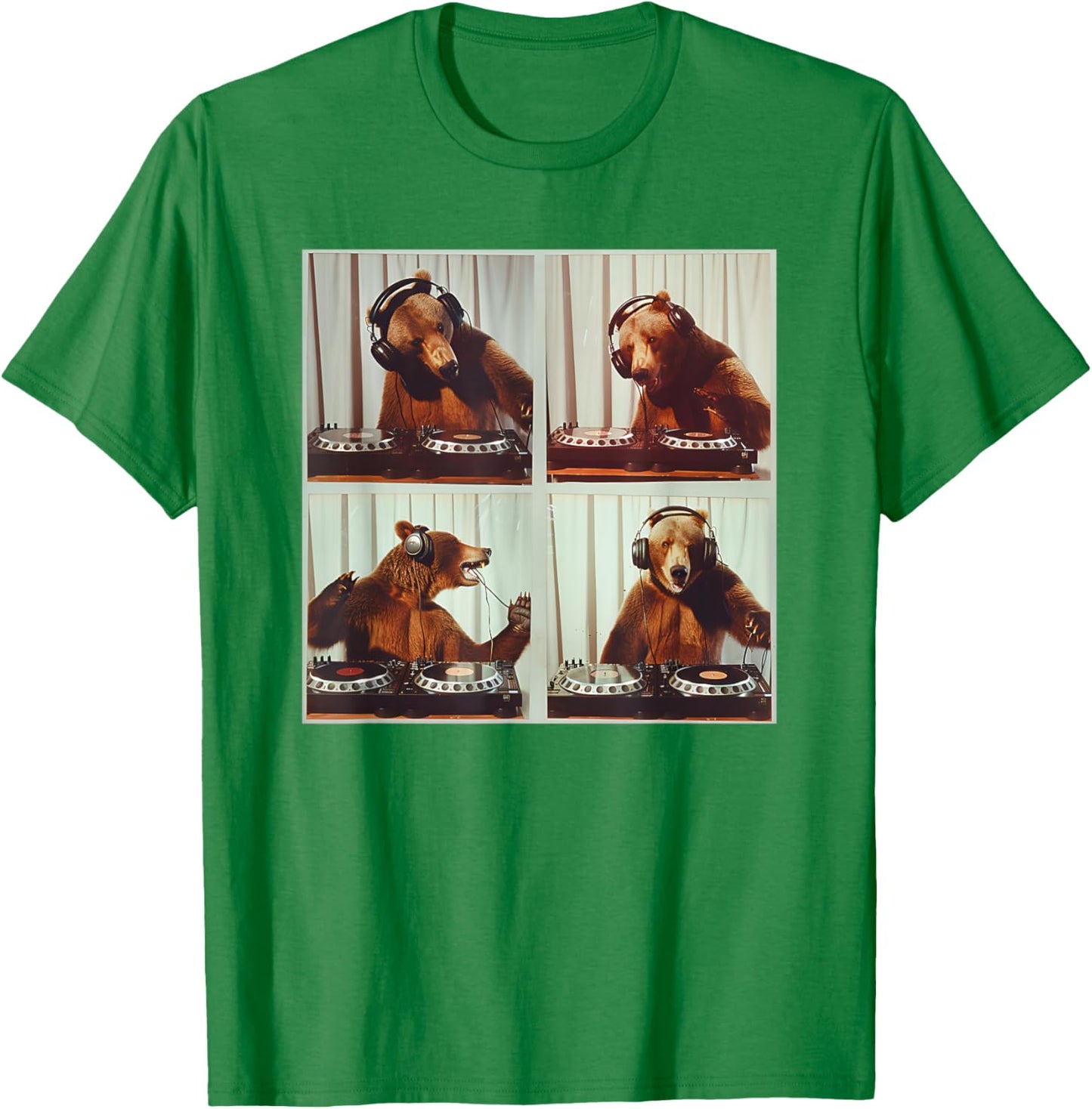 DJ Animal On Decks DJ Booth Bear DJ Turntable EDM House T-Shirt - T-Shirt | Irish Green