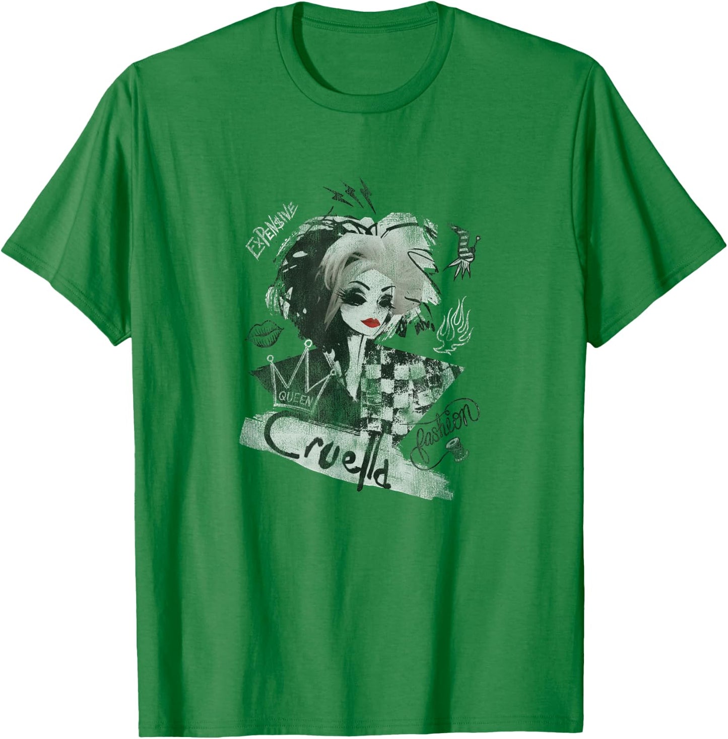 Disney Cruella Artsy Collage Small T-Shirt - T-Shirt | Irish Green