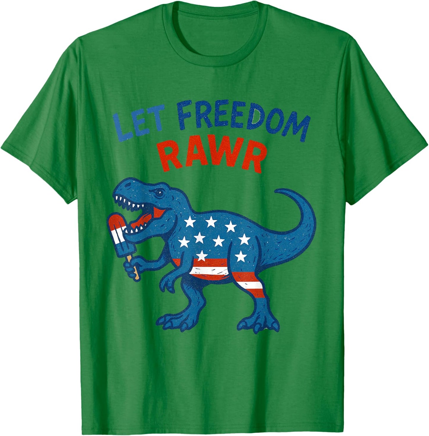Dinosaur USA Roar TREX American Flag T-Shirt - T-Shirt | Irish Green