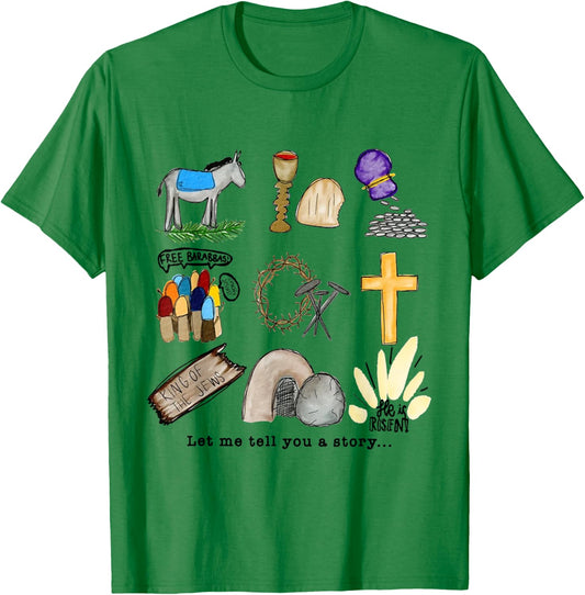 Let Me Tell You A Story Jesus Religious Christian Easter T-Shirt - T-Shirt | Irish Green