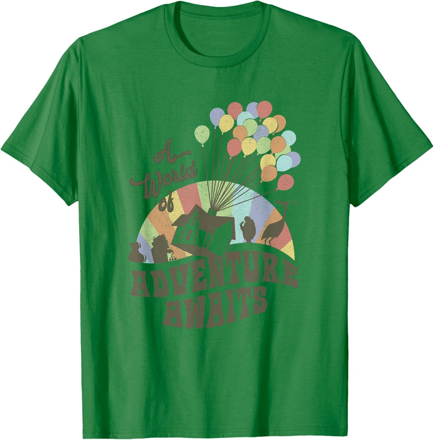 Disney Pixar Up A World Of Adventure Awaits Distressed Logo T-Shirt - T-Shirt | Irish Green