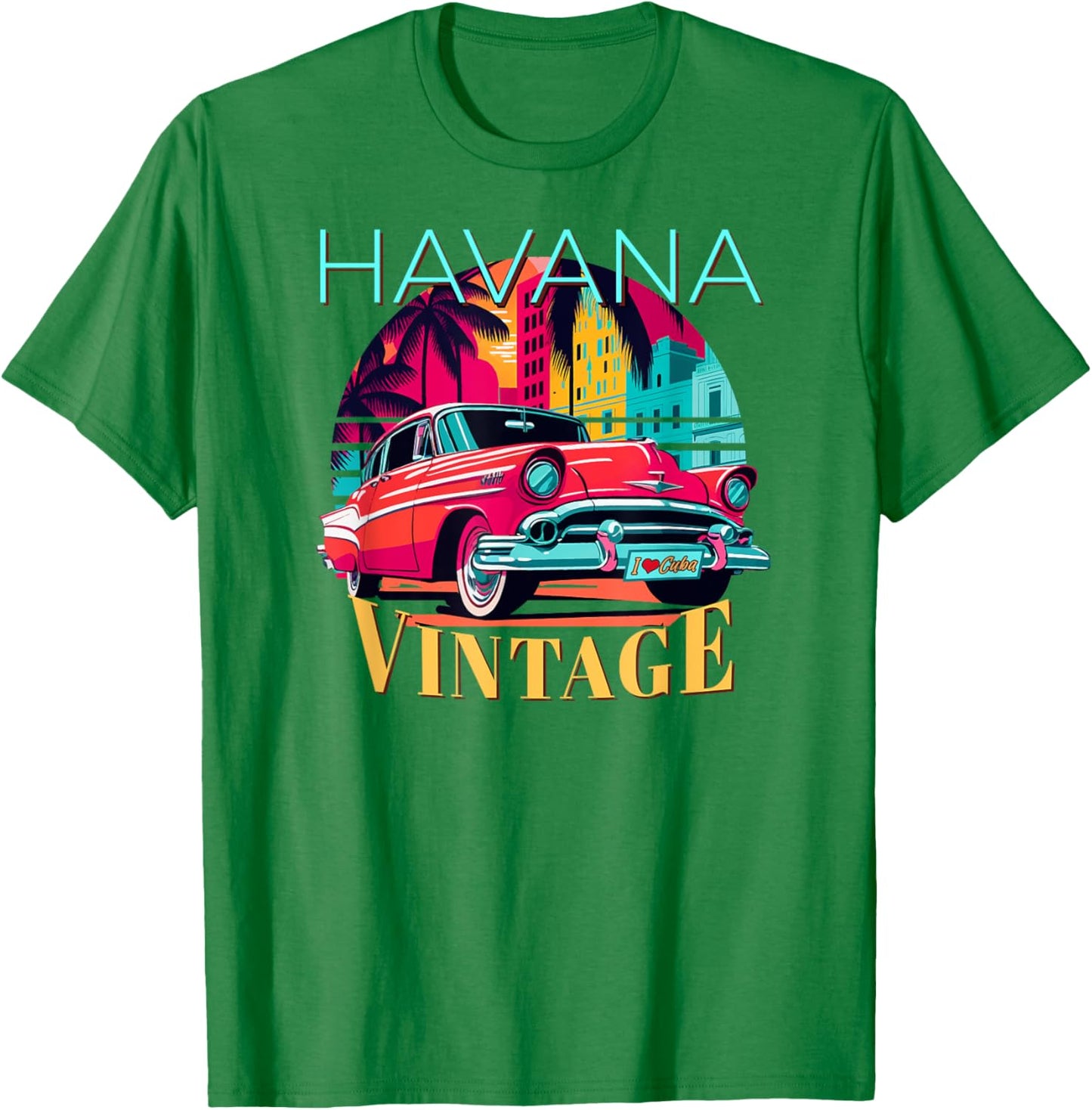 Havana Miami Spanish Cuban Flag Habana Vieja Retro Cuba T-Shirt - T-Shirt | Irish Green