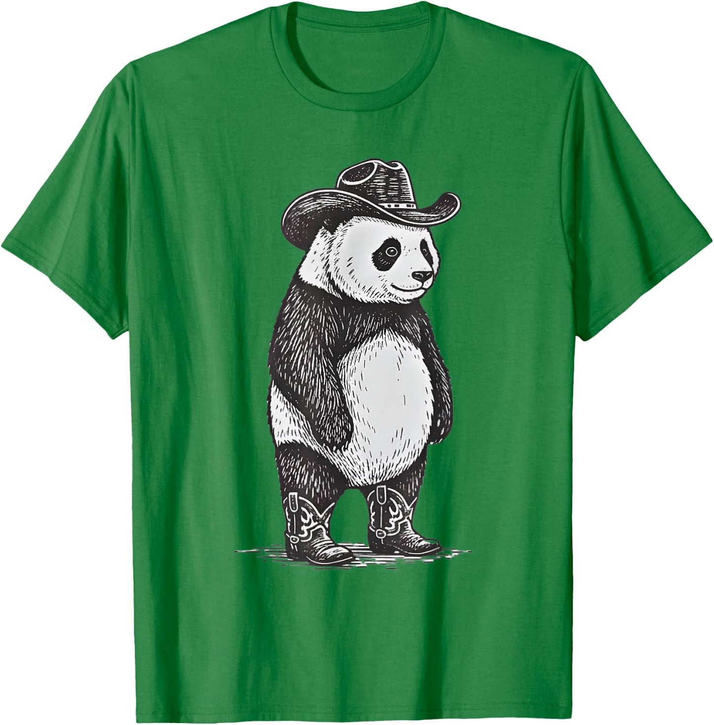 Vintage Panda Cowboy Cowgirl Funny Panda Western Country T-Shirt - T-Shirt | Irish Green