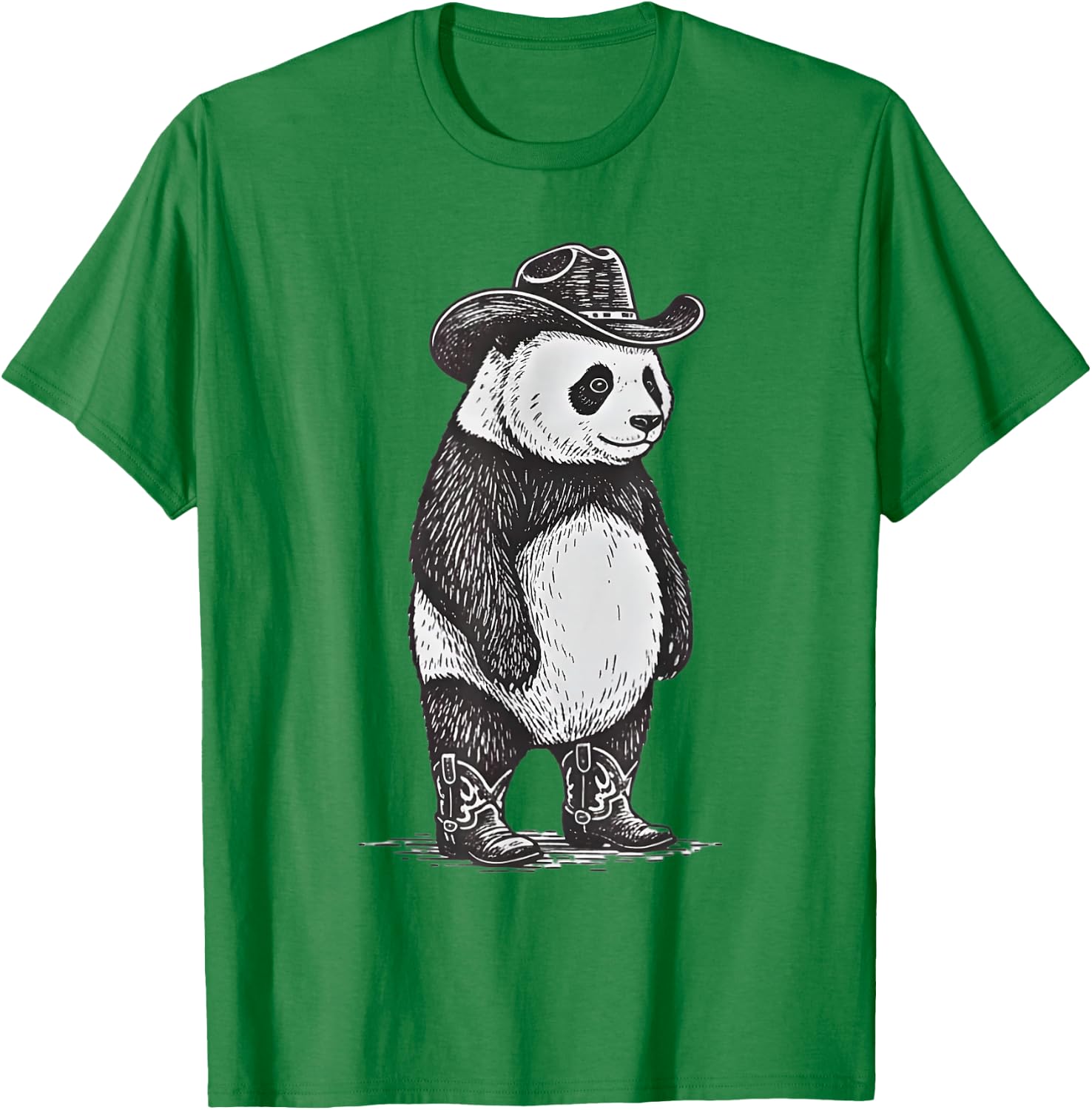 Vintage Panda Cowboy Cowgirl Funny Panda Western Country T-Shirt - T-Shirt | Irish Green
