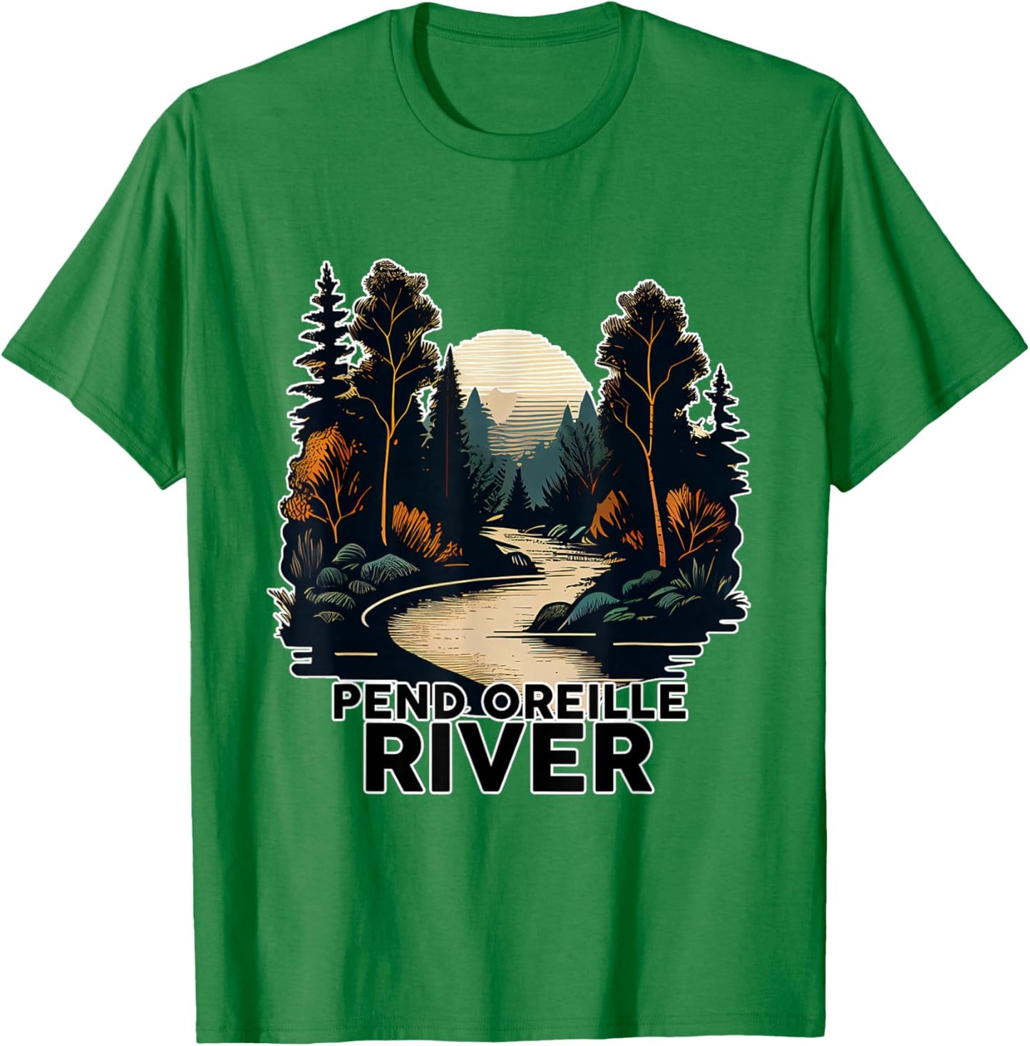 Pend Oreille River Retro River Pend Oreille T-Shirt - T-Shirt | Irish Green