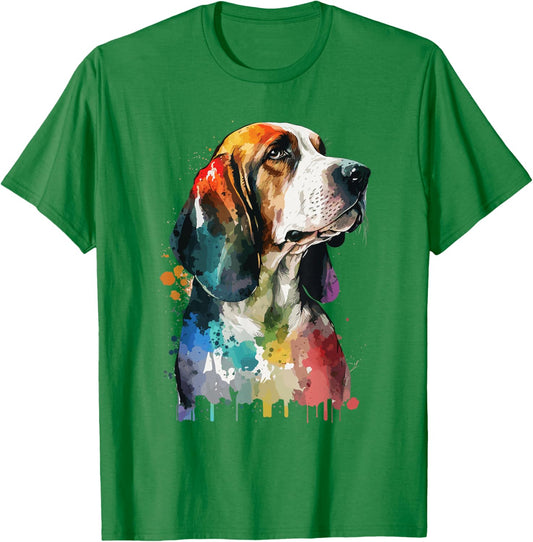 Bassett Hound Dog watercolor portrait T-Shirt - T-Shirt | Irish Green