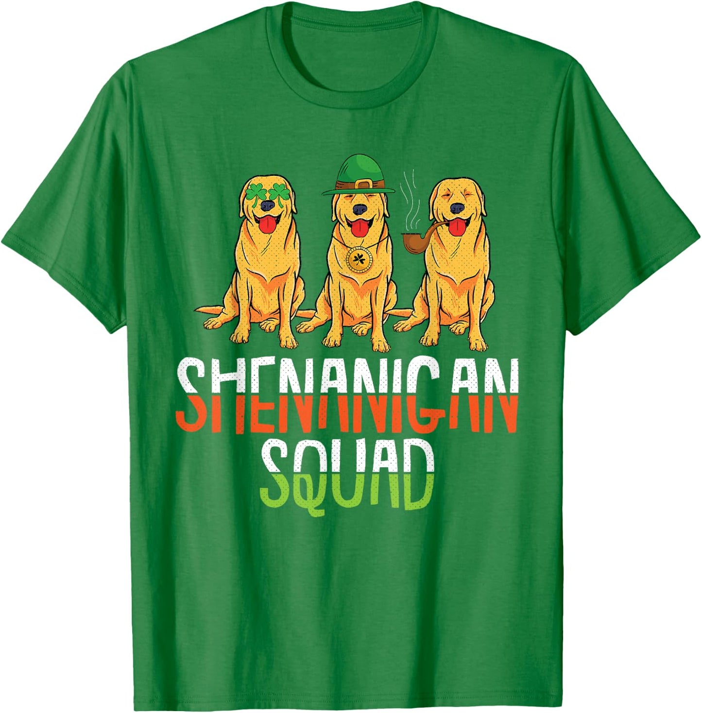 Shenanigan Squad St Patricks Day Cute Golden Retriever Gift T-Shirt - T-Shirt | Irish Green