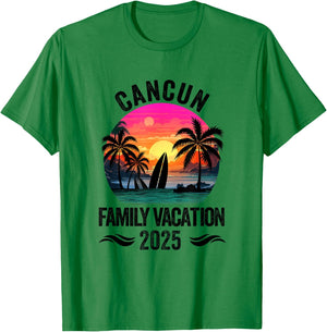 Cancun Family Vacation 2025 Matching Outfits Beach Summer T-Shirt - T-Shirt | Irish Green