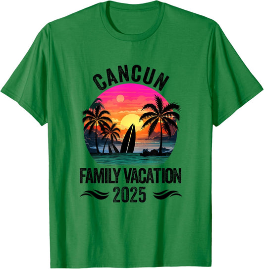 Cancun Family Vacation 2025 Matching Outfits Beach Summer T-Shirt - T-Shirt | Irish Green