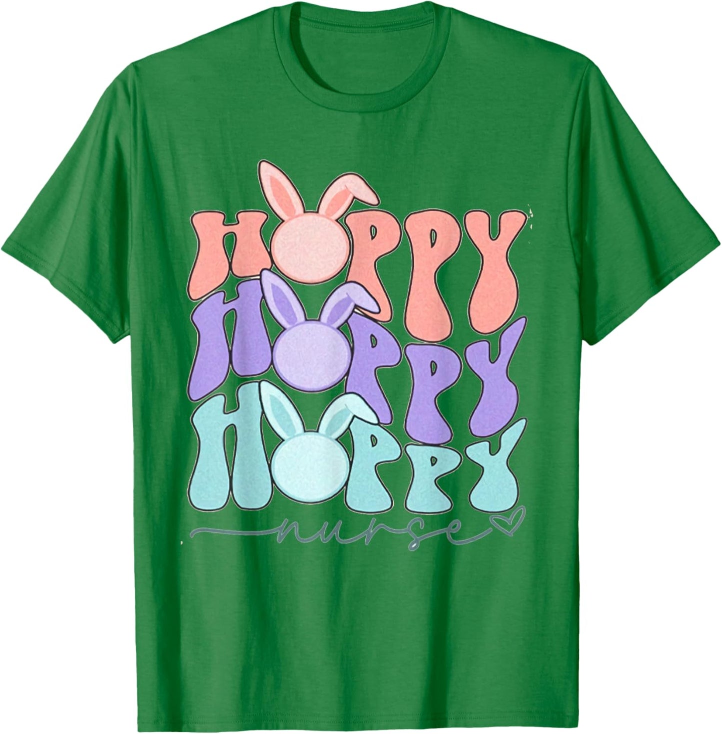 Retro Nurse Easter Hoppy Nurse Rn Easter Groovy Bunny Spring T-Shirt - T-Shirt | Irish Green