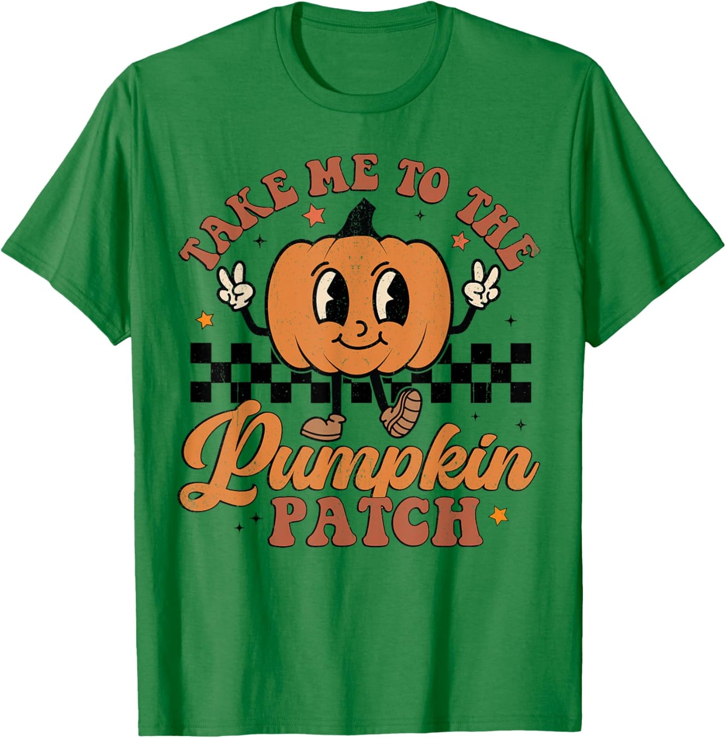 Retro Groovy Take Me To The Pumpkin Patch Fall Thanksgiving T-Shirt - T-Shirt | Irish Green