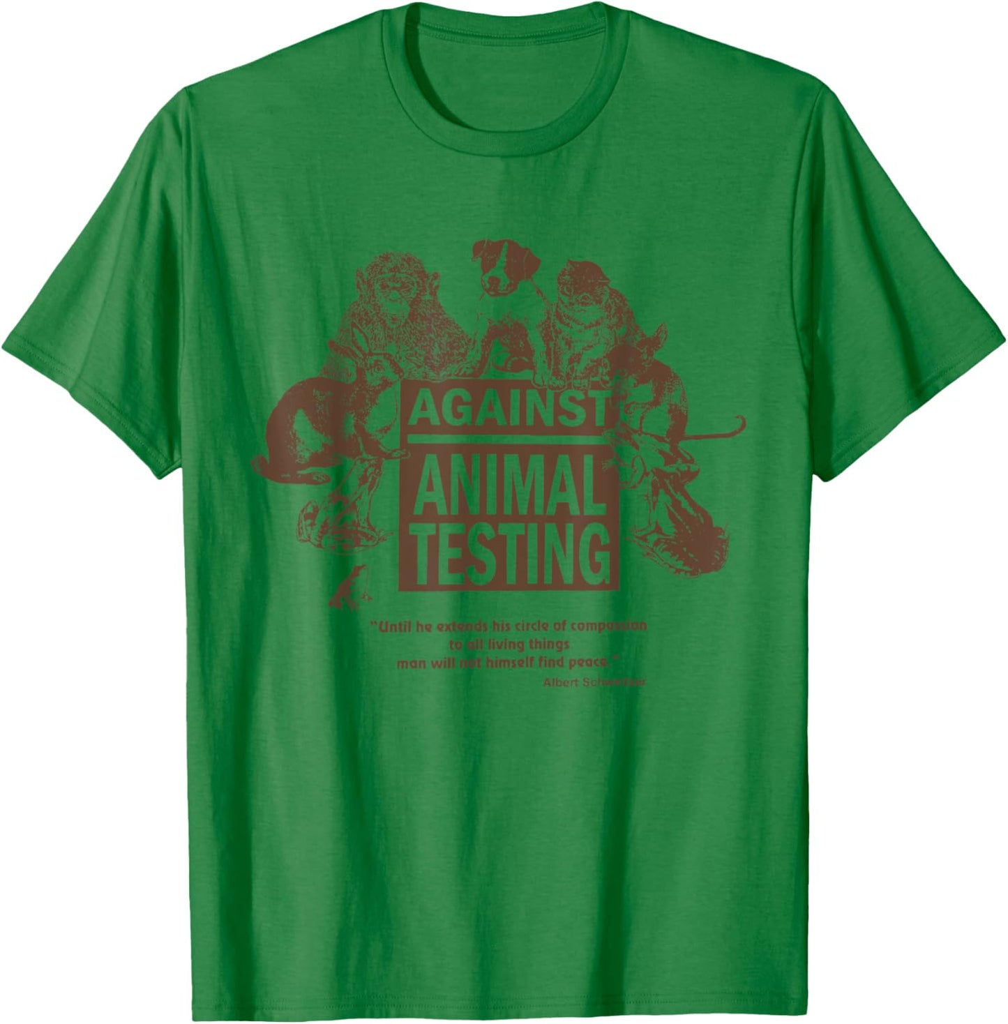 Stop Animal Testing Animal Rights - -Adults - Grey, Green - Small - Classic Fit - Short Sleeve T-Shirt - T-Shirt | Irish Green