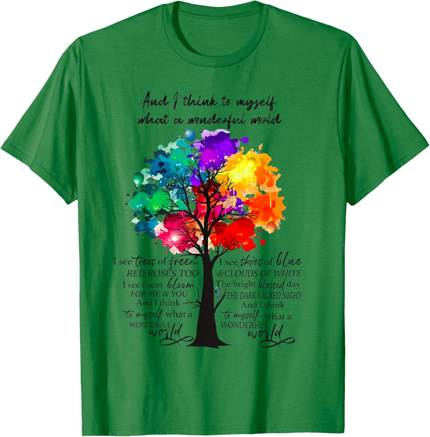 What a Wonderful World Positive Thinking Tree T-Shirt - T-Shirt | Irish Green