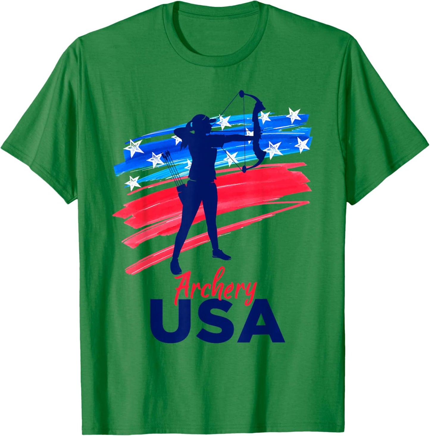 Archery Support the Team Player USA Flag Archer T-Shirt - T-Shirt | Irish Green