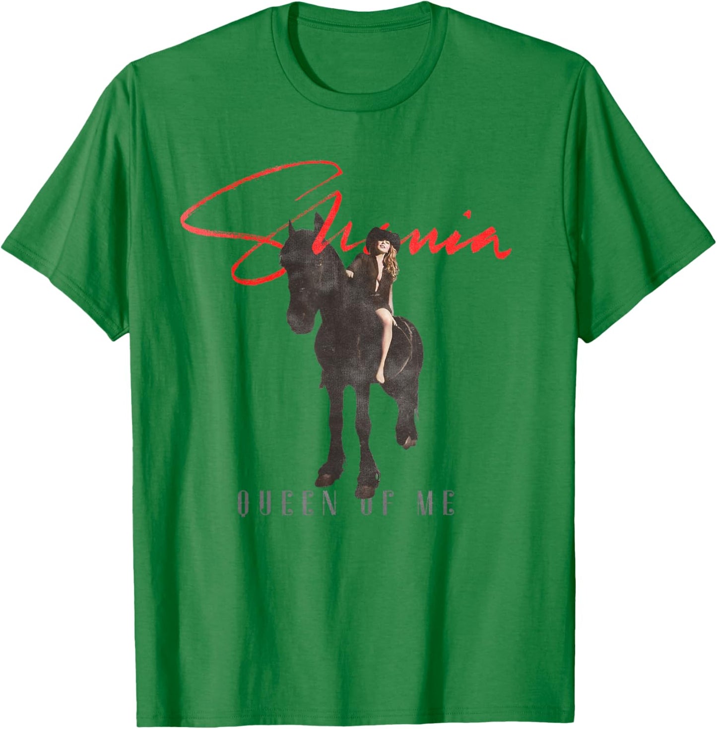 Official Shania Twain Queen of Me Horseback Grey T-Shirt - T-Shirt | Irish Green