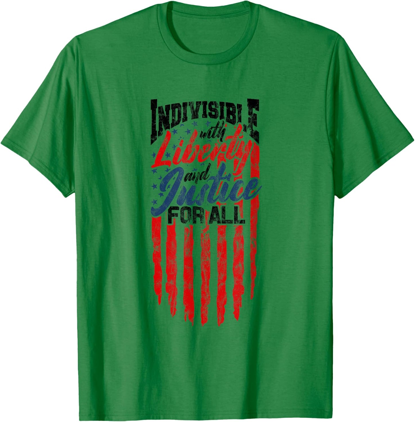 Indivisible with Liberty and Justice for All - US Flag T-Shirt - T-Shirt | Irish Green
