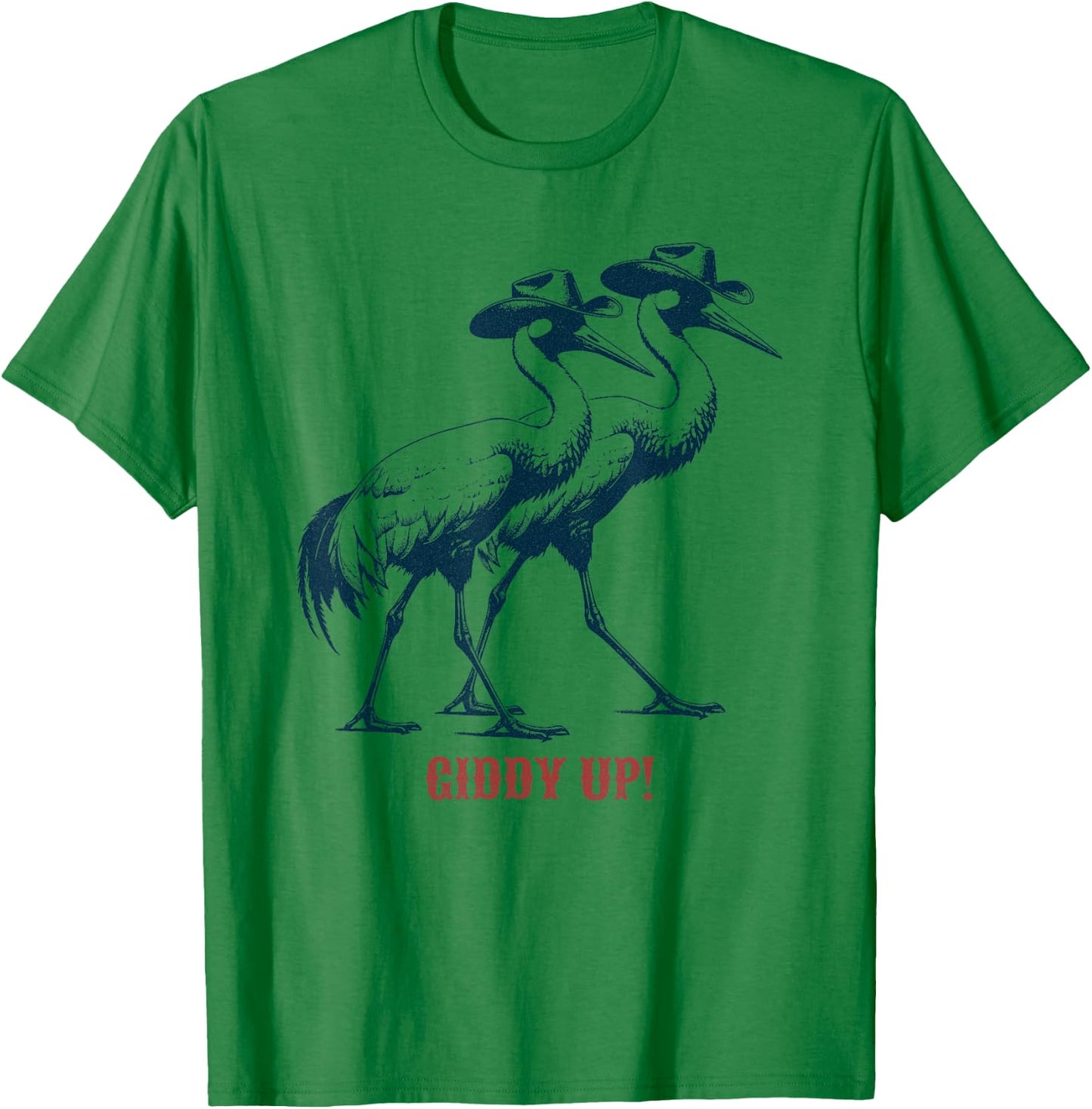 Giddy Up - Rodeo / Cowboy Whooping Crane T-Shirt - T-Shirt | Irish Green
