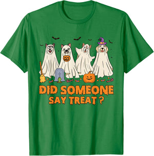 Halloween Ghost Dogs Did Someone Say Treat Ghost Dog Boo T-Shirt - T-Shirt | Irish Green