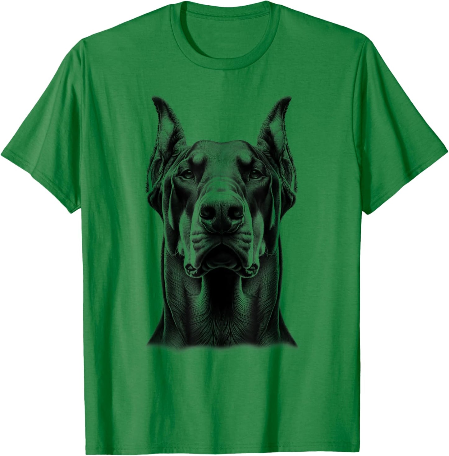 Proud Doberman Dog Portrait in Drawing Style T-Shirt - T-Shirt | Irish Green