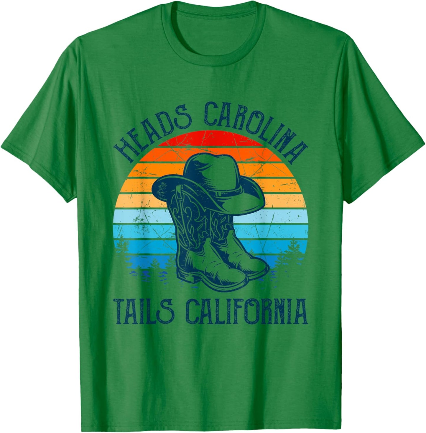 Heads Carolina Tail California Country Music Cowgirl Western T-Shirt - T-Shirt | Irish Green