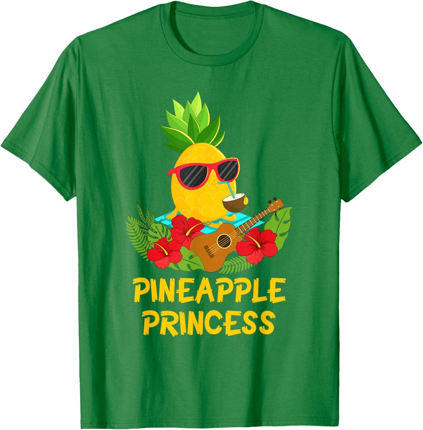 Pineapple Shirt Pineapple Princess with Ukulele Gifts T-Shirt - T-Shirt | Irish Green