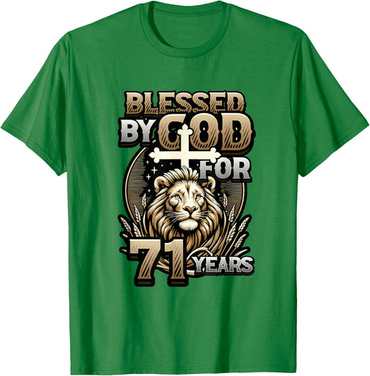 71st Birthday Christian Blessed By God for 71 Years T-Shirt - T-Shirt | Irish Green