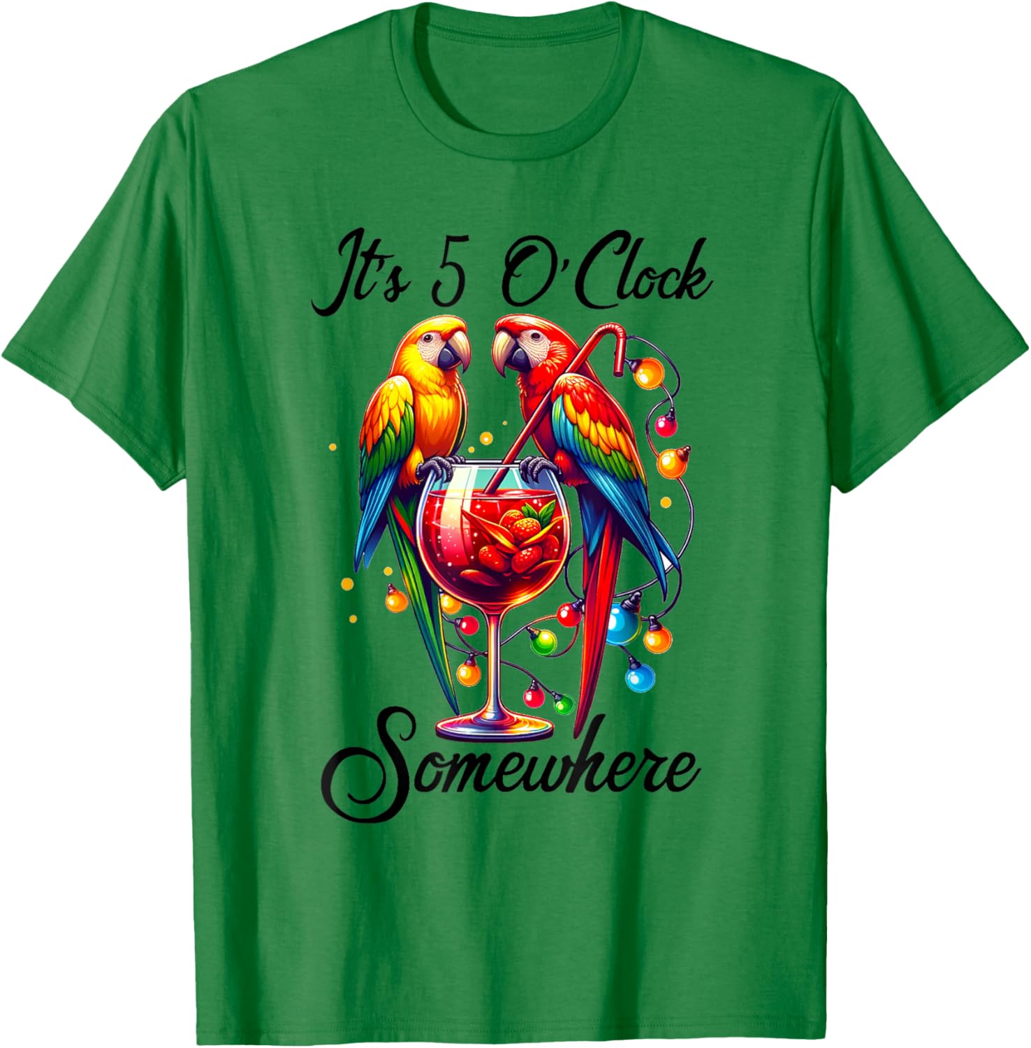 Parrots Drinking Margarita Shirt,It's 5 O'clock Somewhere T-Shirt - T-Shirt | Irish Green