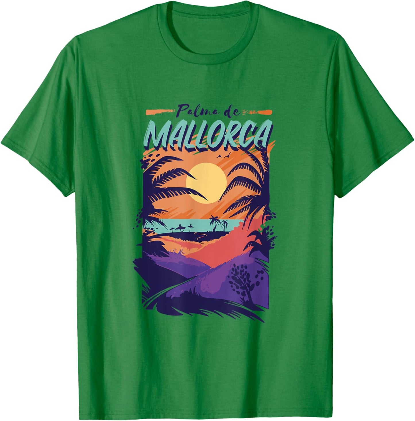 Palma de Mallorca Beach Sunset Men Women T-Shirt - T-Shirt | Irish Green